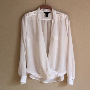 White House Black Market blouse white w/silver